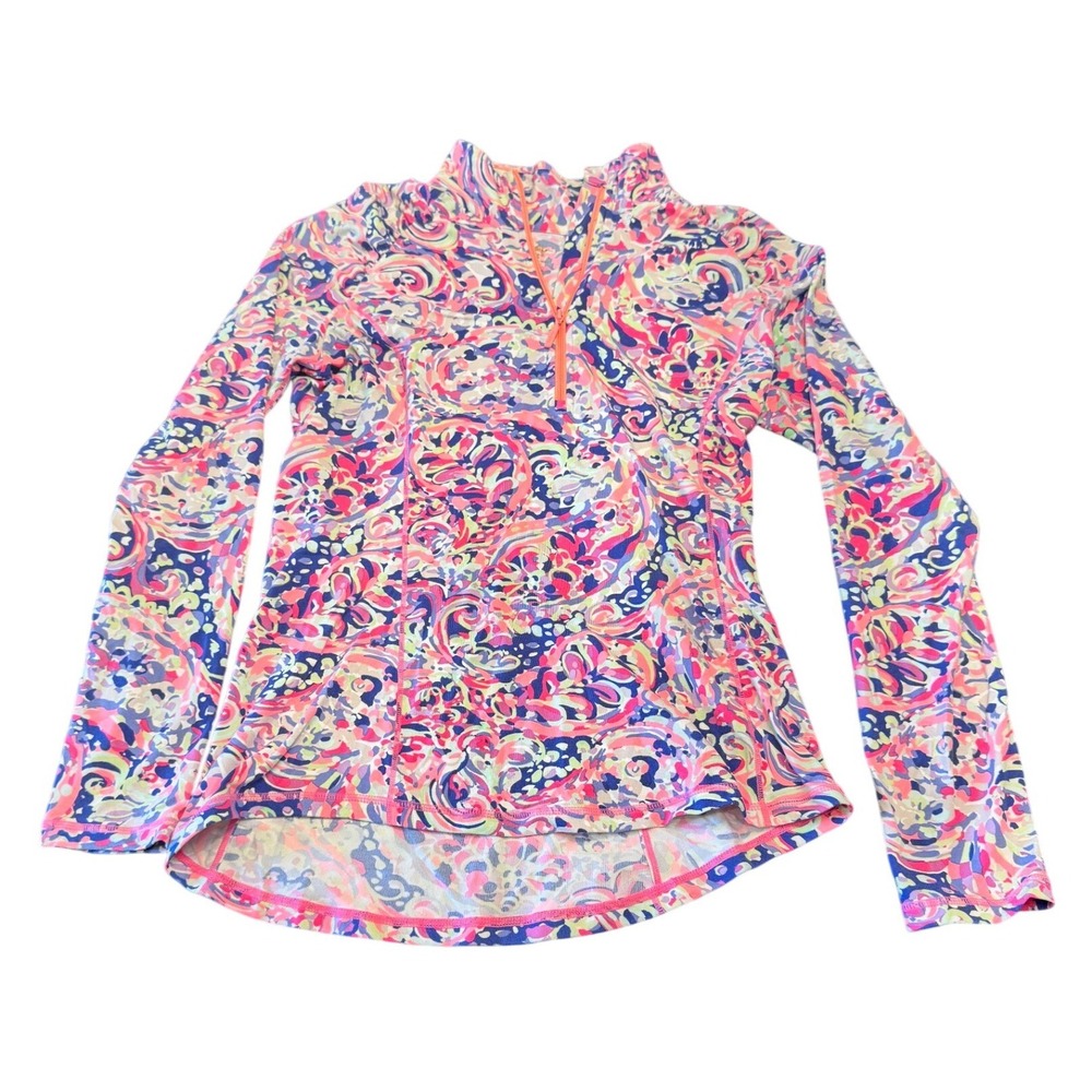 Lilly Pulitzer Luxletic Pink Half‎ Zip Pullover Multi La Playa Paisley Medium